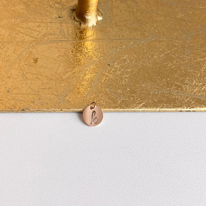 14KT Rose Gold Initial K Cut-Out Disc Mini Pendant Charm