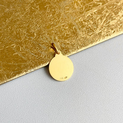 18KT Yellow Gold Solid Our Lady of Pilar 14mm Medal Pendant Charm Matte - LSJ