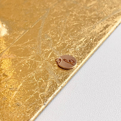 14KT Rose Gold Initial K Cut-Out Disc Mini Pendant Charm