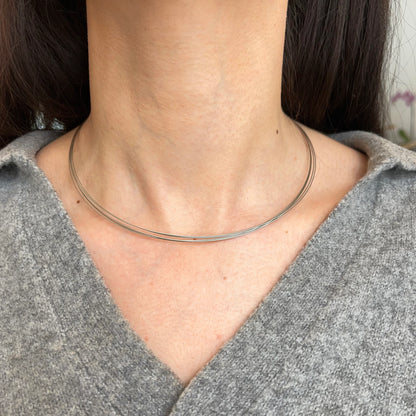 Stainless Steel 5-Strand Wire Collar Necklace Bayonet Clasp Various Lengths