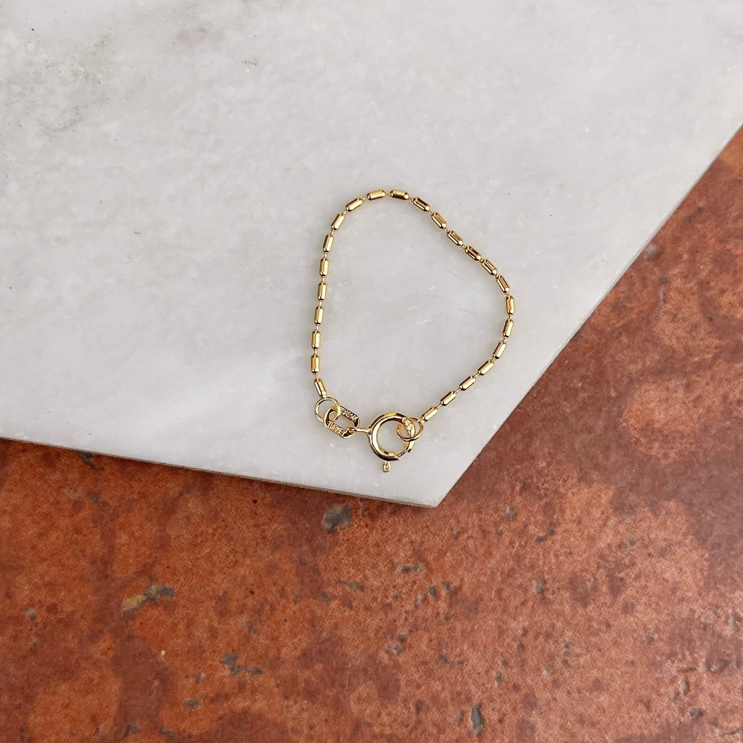 14KT Yellow Gold Bead Moon Link 3" Necklace Extender/ Safety Chain