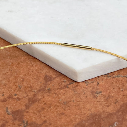 18KT Gold Plated Stainless Twist Rope 1mm Wire Collar Necklace Twist Clasp