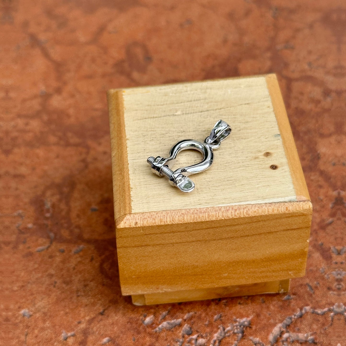 14KT White Gold Shackle Screw Solid Pendant