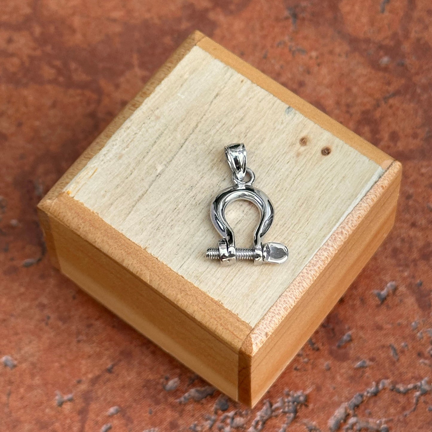14KT White Gold Shackle Screw Solid Pendant