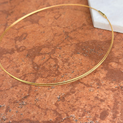 18KT Gold Plated Stainless Steel 3-Strand Neck Wire Collar Necklace 16"