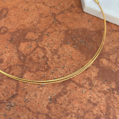 18KT Gold Plated Stainless Steel 3-Strand Neck Wire Collar Necklace 16"