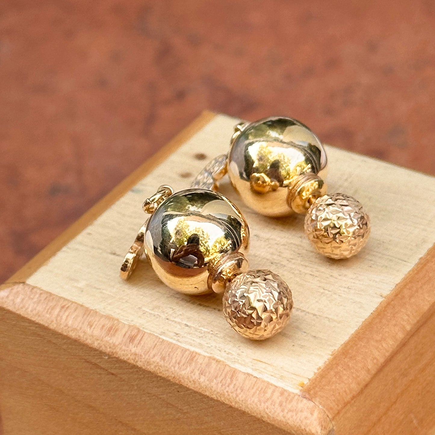 Yellow Gold-Plated Sterling Silver Double Ended CZ Stones Stud Post Earrings