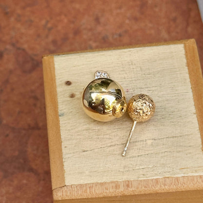 Yellow Gold-Plated Sterling Silver Double Ended CZ Stones Stud Post Earrings