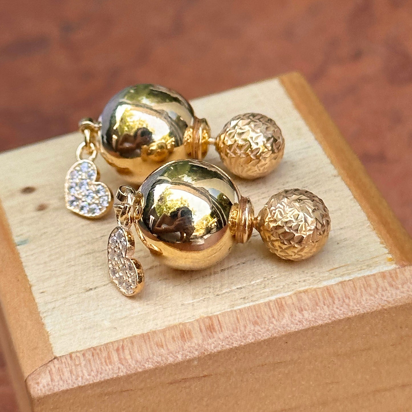 Yellow Gold-Plated Sterling Silver Double Ended CZ Stones Stud Post Earrings
