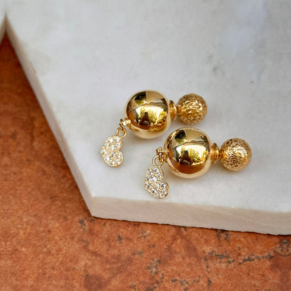 Yellow Gold-Plated Sterling Silver Double Ended CZ Stones Stud Post Earrings