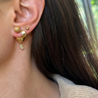 Yellow Gold-Plated Sterling Silver Double Ended CZ Stones Stud Post Earrings