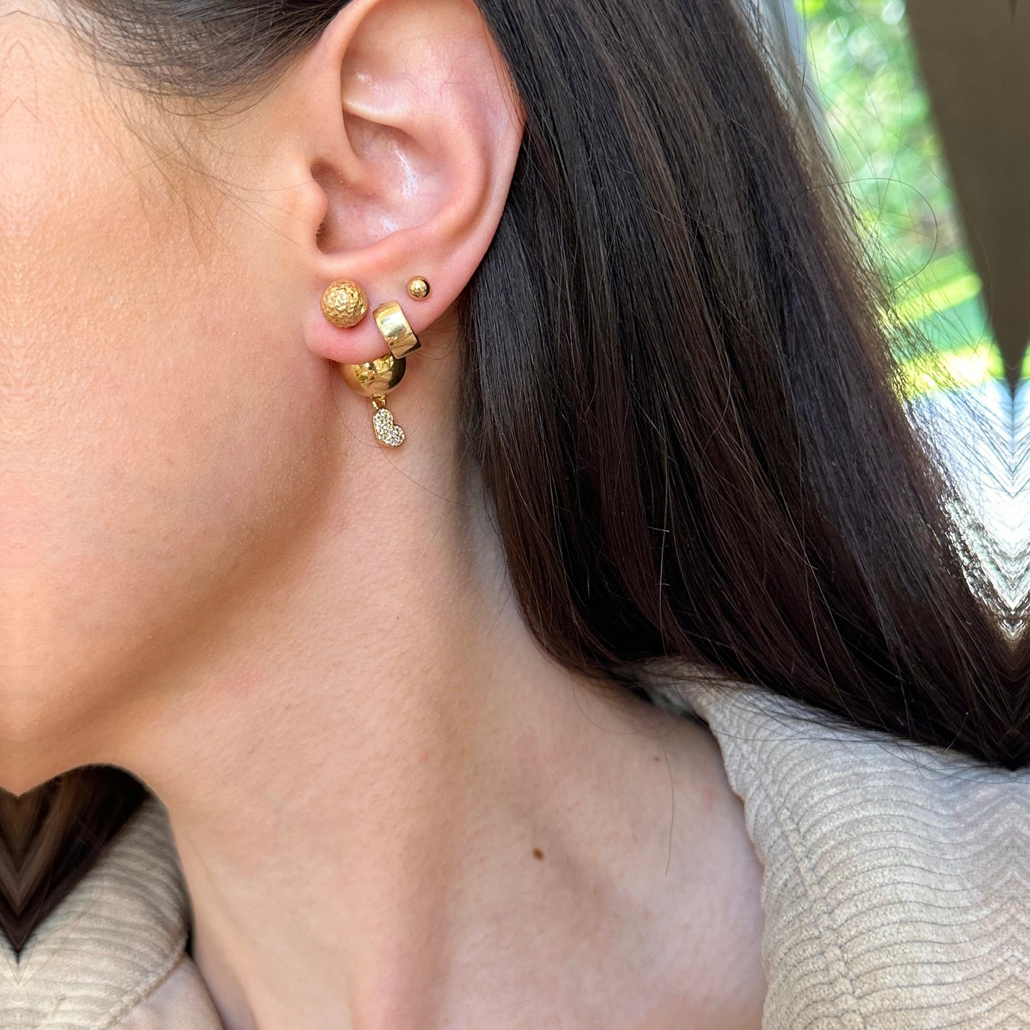 Yellow Gold-Plated Sterling Silver Double Ended CZ Stones Stud Post Earrings