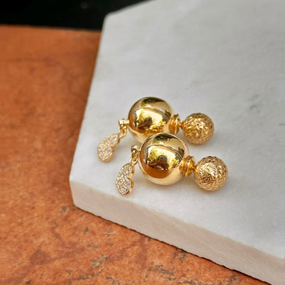 Yellow Gold-Plated Sterling Silver Double Ended CZ Stones Stud Post Earrings