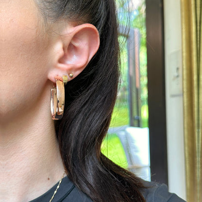 14KT Rose Gold Rounded 7mm Wide Oval Hoop Earrings 39mm