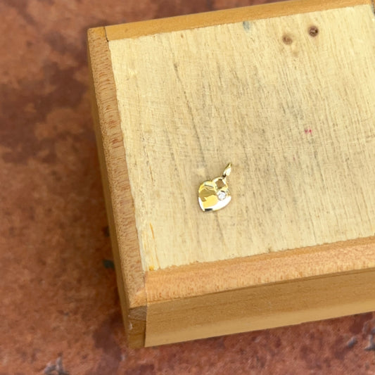 14KT Yellow Gold Shiny Diamond Hollow Heart Pendant Charm