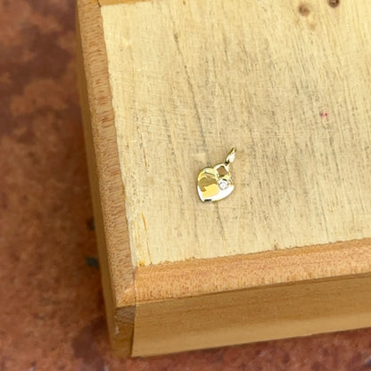 14KT Yellow Gold Shiny Diamond Hollow Heart Pendant Charm