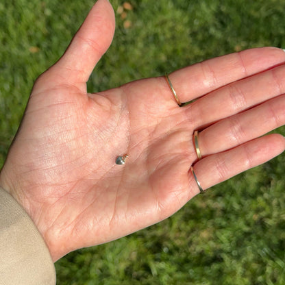 14KT Yellow Gold Shiny Diamond Hollow Heart Pendant Charm