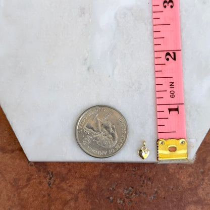 14KT Yellow Gold Shiny Diamond Hollow Heart Pendant Charm