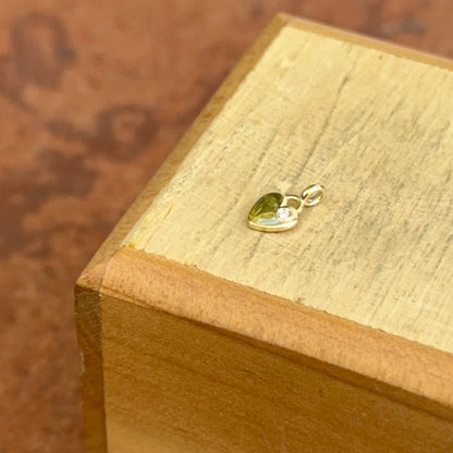 14KT Yellow Gold Shiny Diamond Hollow Heart Pendant Charm