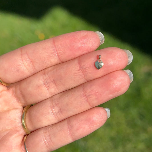 14KT Yellow Gold Shiny Diamond Hollow Heart Pendant Charm