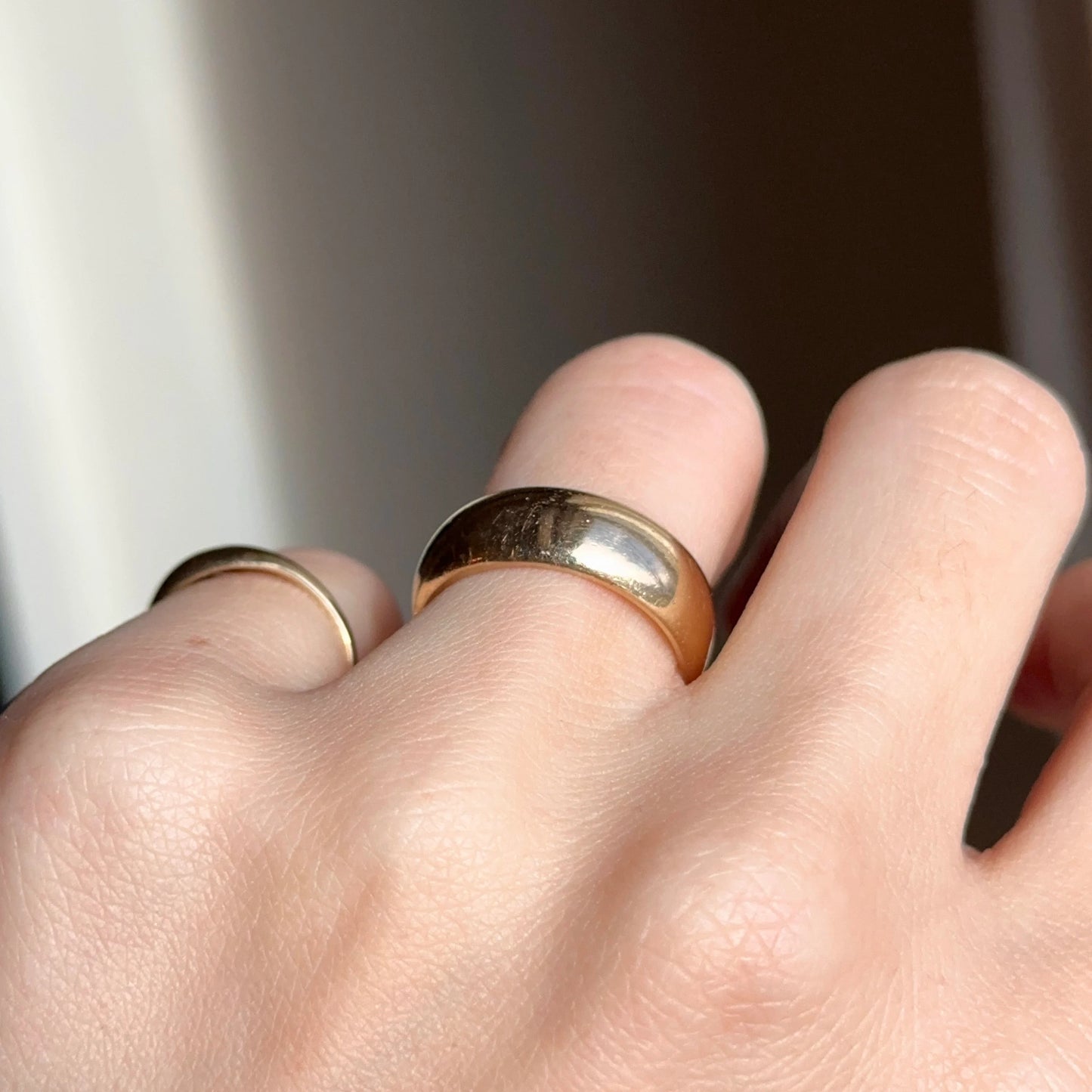 Estate 14KT Yellow Gold Rounded Wedding/ Cigar Band Ring