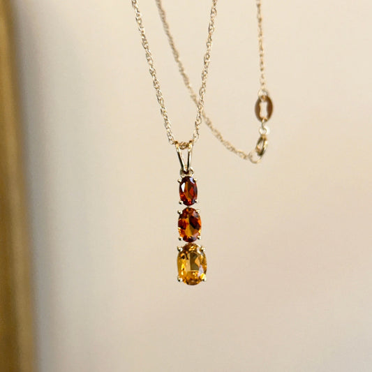 14KT Yellow Gold Citrine + Madeira Citrine Pendant