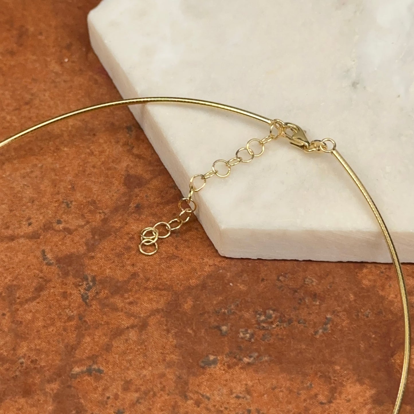 14KT Yellow Gold Rounded 1mm Omega Collar Necklace