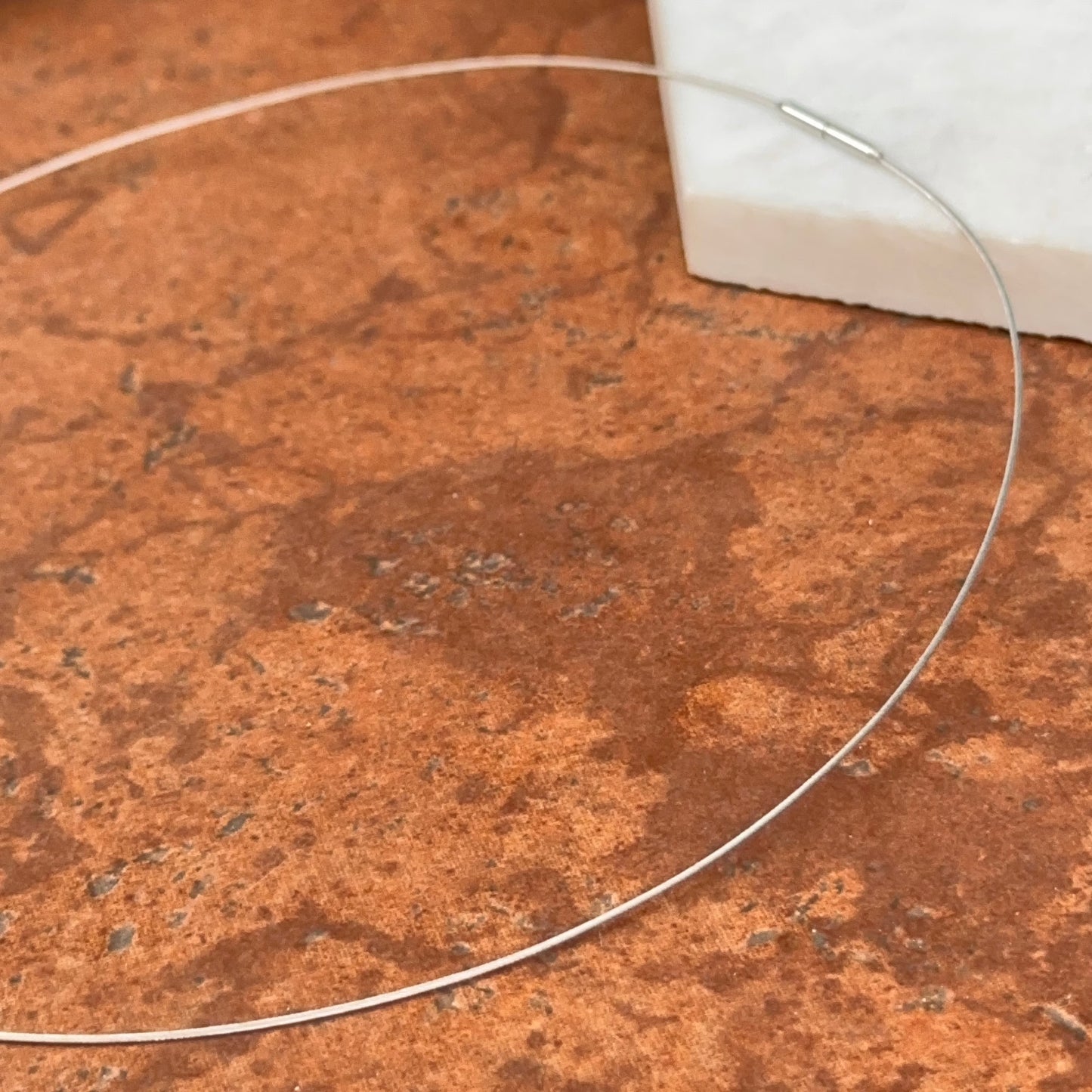 18KT White Gold .60mm Weave Neck Wire Omega Collar Necklace 16"