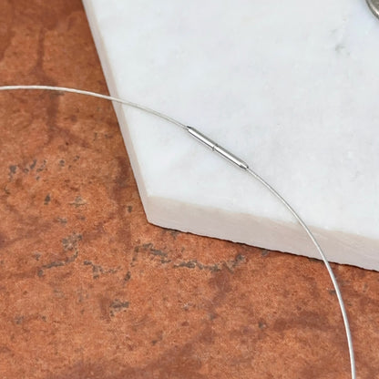 18KT White Gold .60mm Weave Neck Wire Omega Collar Necklace 16"