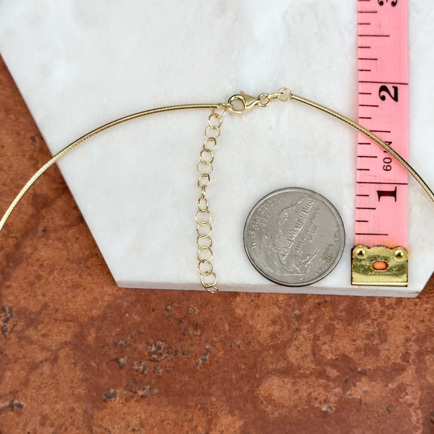 14KT Yellow Gold Rounded 1mm Omega Collar Necklace