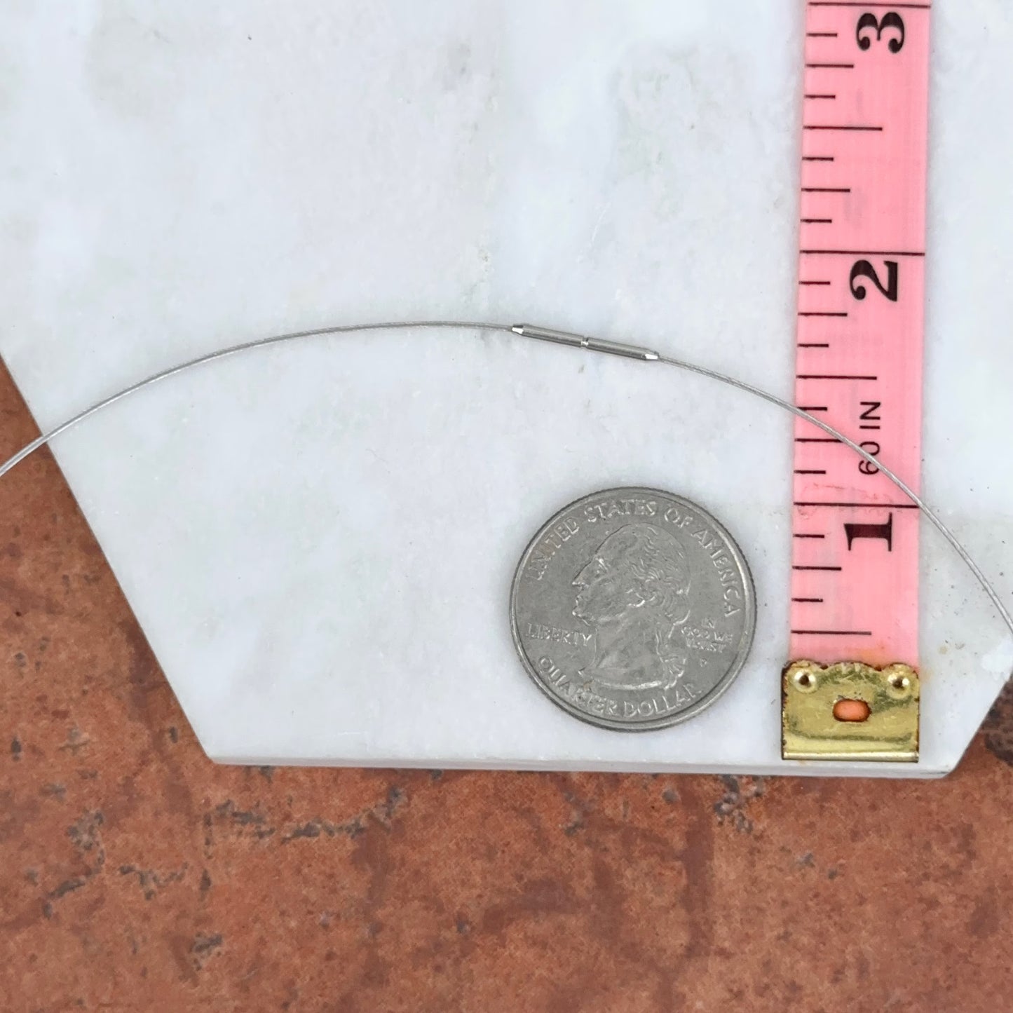 18KT White Gold .60mm Weave Neck Wire Omega Collar Necklace 16"