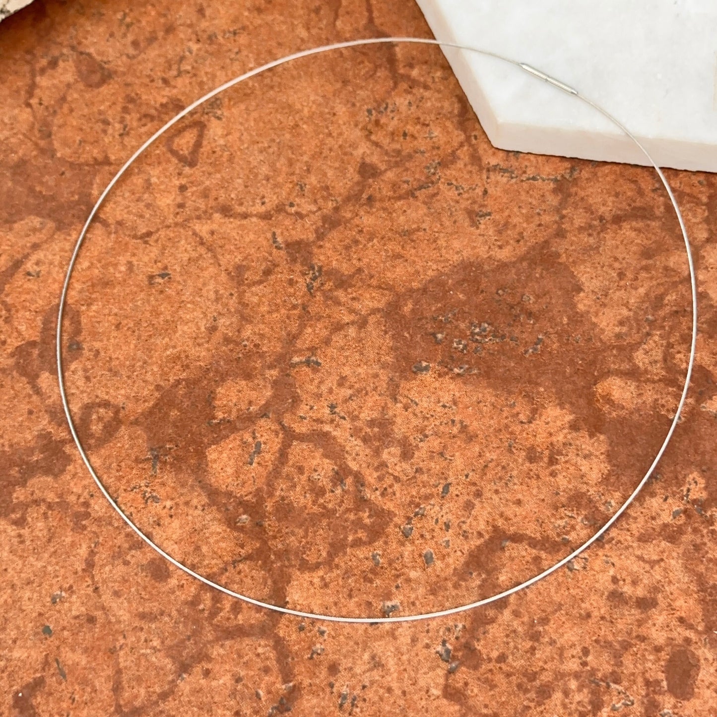 18KT White Gold .60mm Weave Neck Wire Omega Collar Necklace 16"