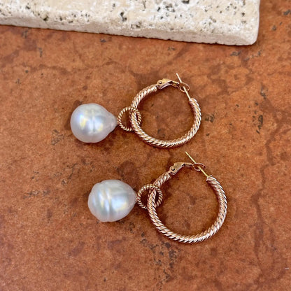 10KT Rose Gold Twisted 3mm Tube Hoop Earrings 26mm