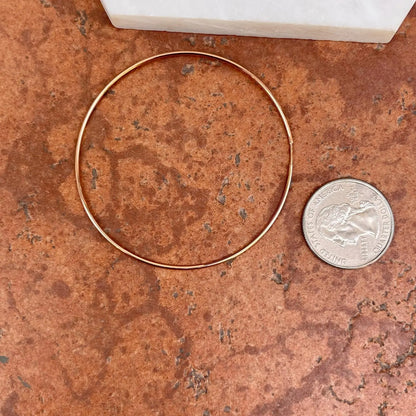 14KT Rose Pink Gold 1.25mm Thin Tube Endless Round Hoop Earrings 60mm