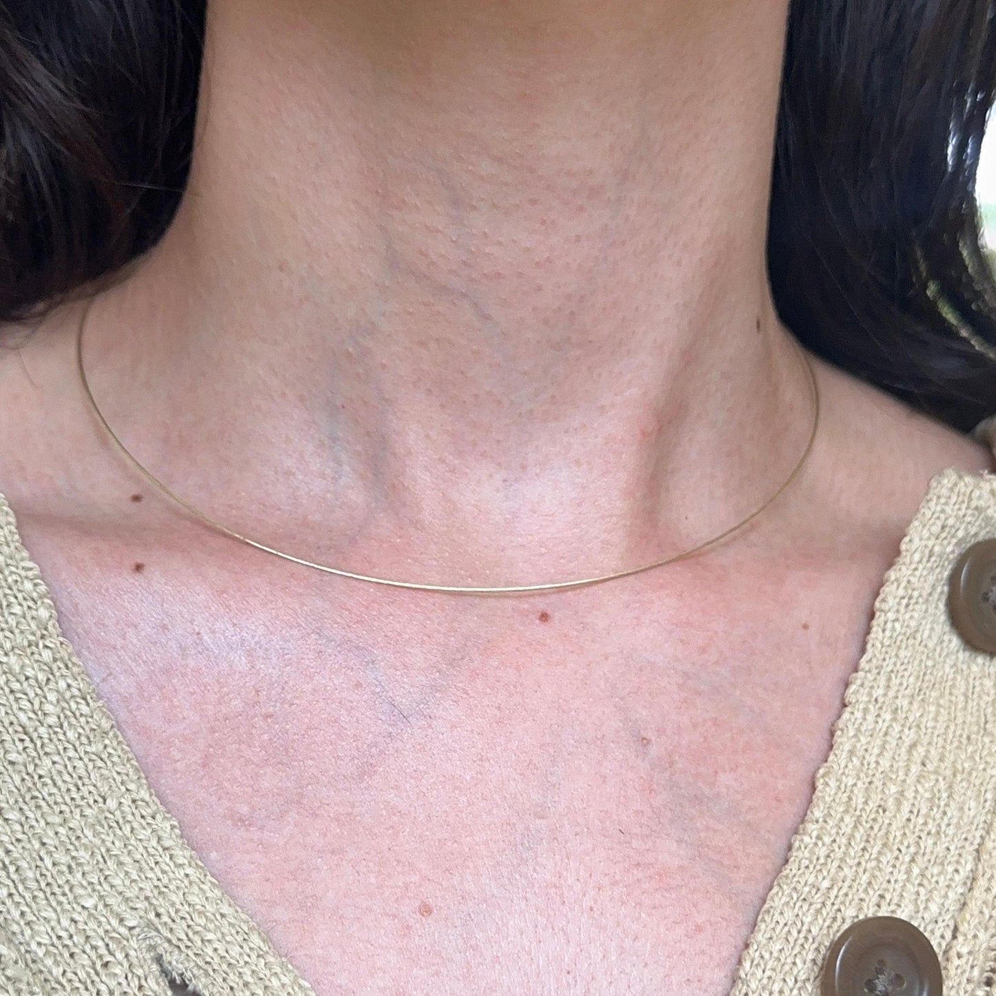 18KT Yellow Gold .60mm Wire Weave Cable Round Collar Necklace