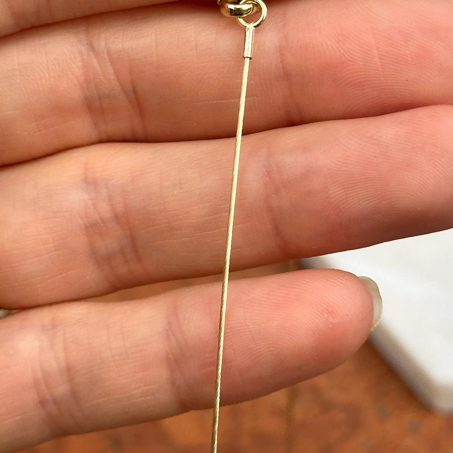 14KT Yellow Gold .60mm Cable Wire Round Collar Lobster Clasp Necklace - LSJ