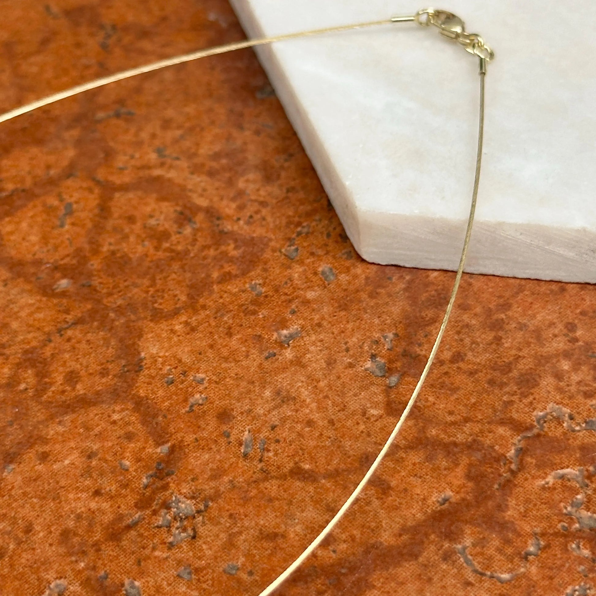 14KT Yellow Gold .60mm Cable Wire Round Collar Lobster Clasp Necklace - LSJ