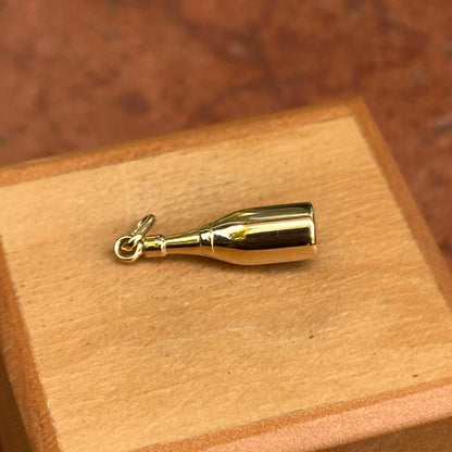 14KT Yellow Gold Two-Tone 3D Champagne Bottle Charm Pendant