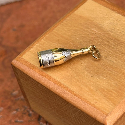 14KT Yellow Gold Two-Tone 3D Champagne Bottle Charm Pendant