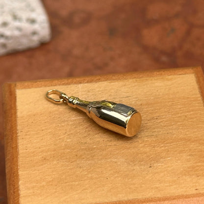 14KT Yellow Gold Two-Tone 3D Champagne Bottle Charm Pendant