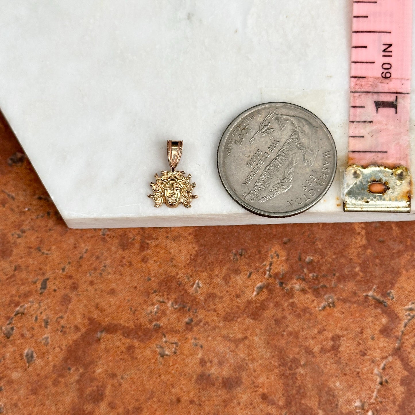10KT Yellow Gold Detailed Medusa Head Tiny Pendant Charm