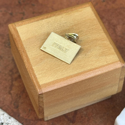 Estate 14KT Yellow Gold Italy Italia Flag Green, White, + Red Enamel Pendant Charm