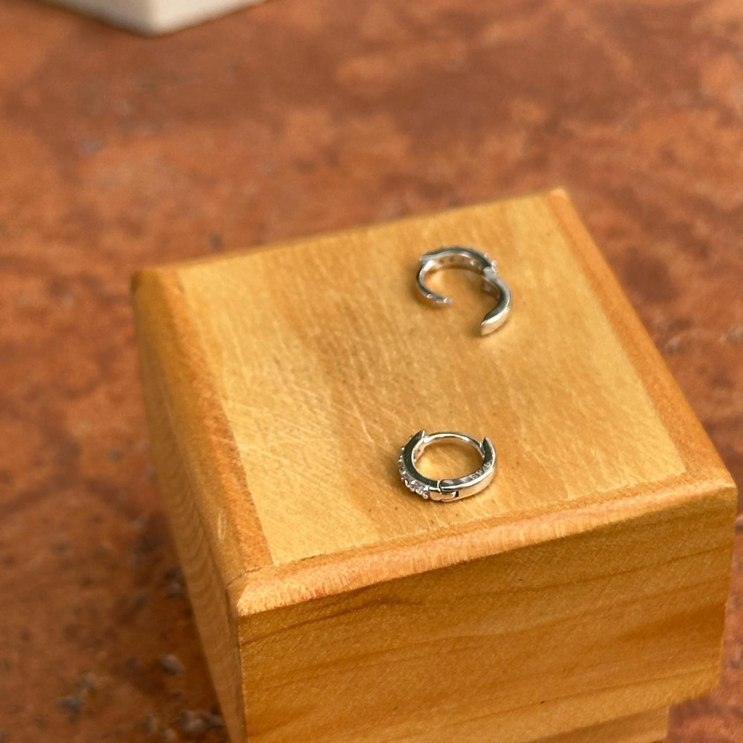 Sterling Silver Tiny Round Cubic Zirconia Huggie Hoop Earrings