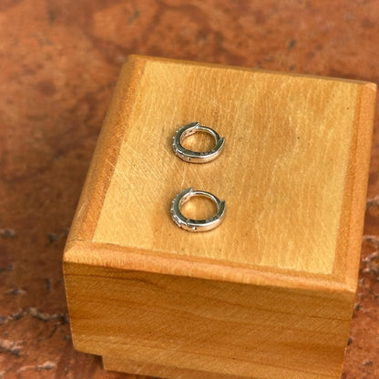 Sterling Silver Tiny Round Cubic Zirconia Huggie Hoop Earrings