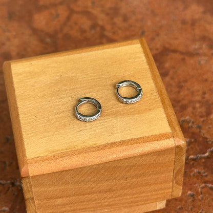 Sterling Silver Tiny Round Cubic Zirconia Huggie Hoop Earrings