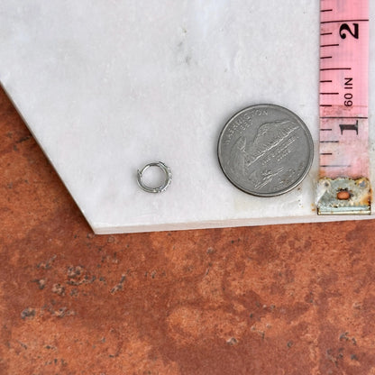 Sterling Silver Tiny Round Cubic Zirconia Huggie Hoop Earrings