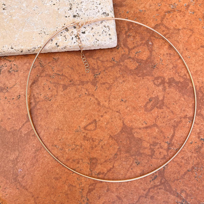 Estate 14KT Rose Gold Weave Chain 1.4mm Omega Neck Wire 17.5"- 19.5"