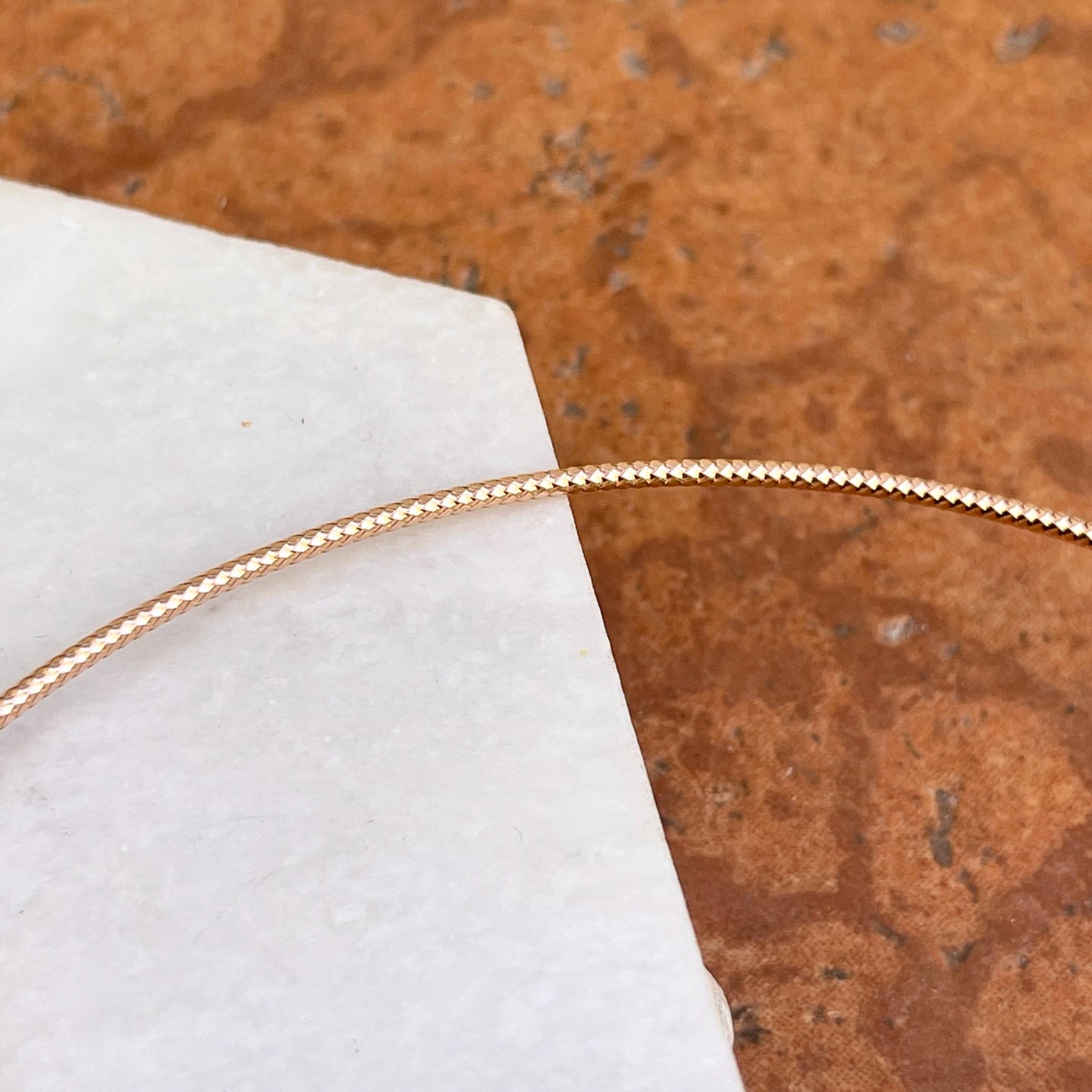 Estate 14KT Rose Gold Weave Chain 1.4mm Omega Neck Wire 17.5"- 19.5"