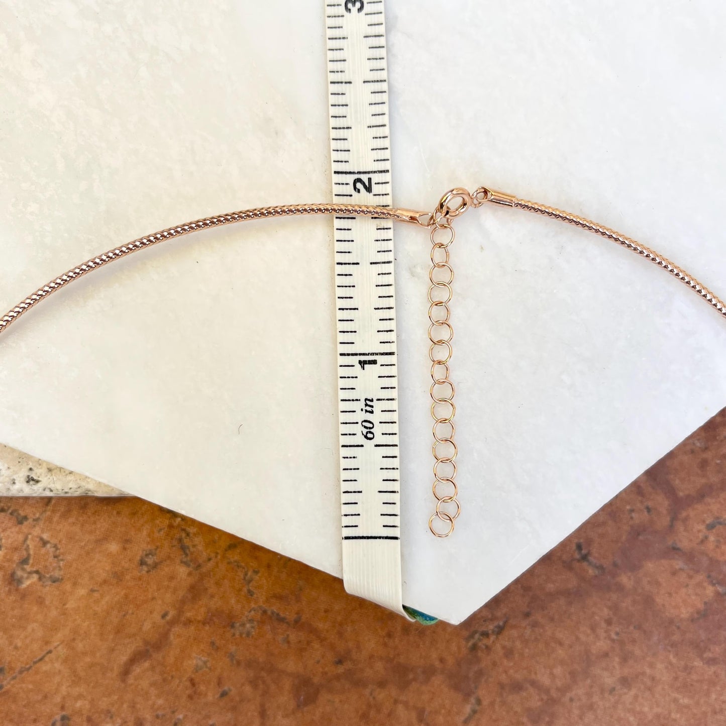 Estate 14KT Rose Gold Weave Chain 1.4mm Omega Neck Wire 17.5"- 19.5"