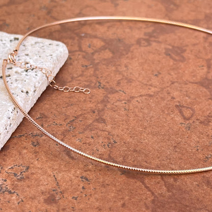 Estate 14KT Rose Gold Weave Chain 1.4mm Omega Neck Wire 17.5"- 19.5"